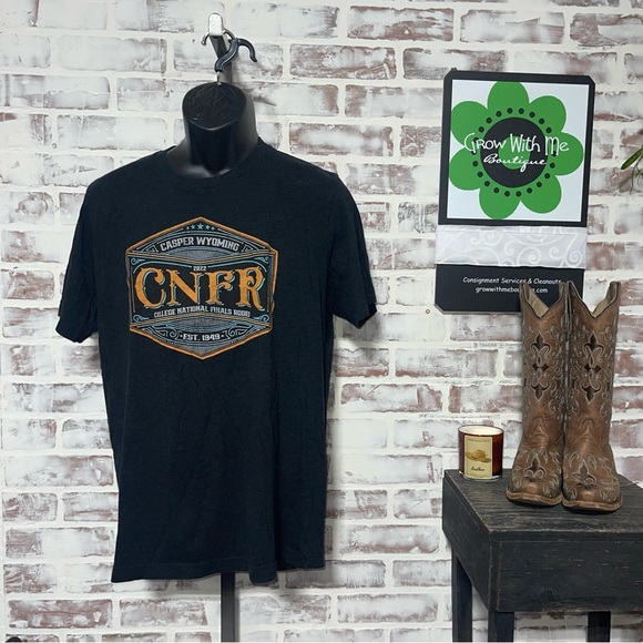 Black Short Sleeve Tee with Hexagonal rodeo Graphic - Picture 1 of 5